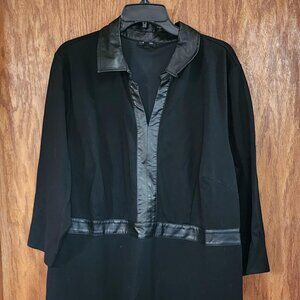 Talbots size 22W dress black with faux leather accents